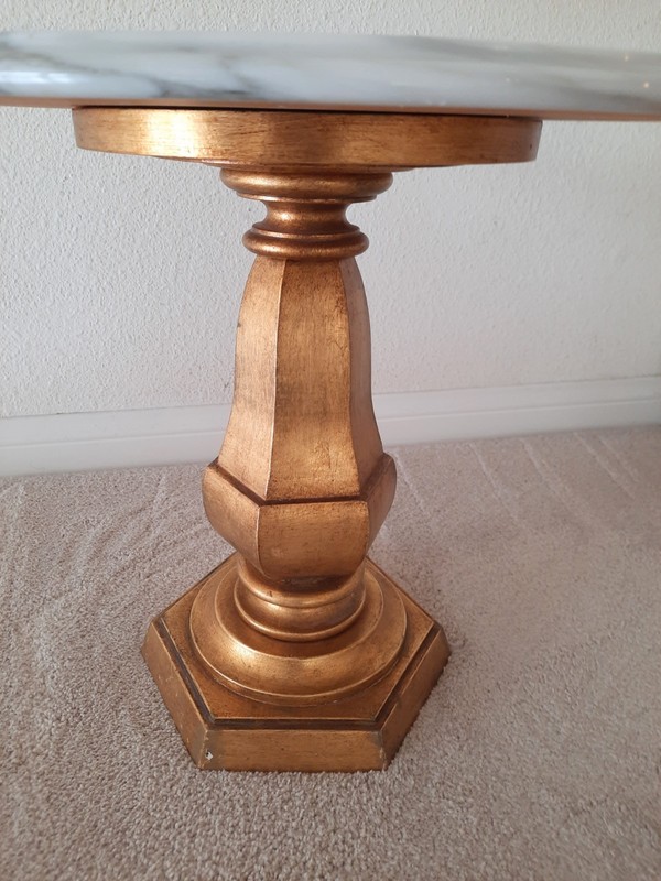 Vintage Gold White Marble Side Table **LOCAL PICKUP SAN DIEGO ONLY** gallery