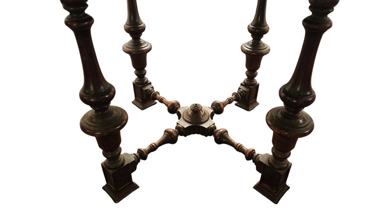 Antique Victorian Eastlake Walnut Octagonal Parlor / Center Table w/ Turned Legs gallery