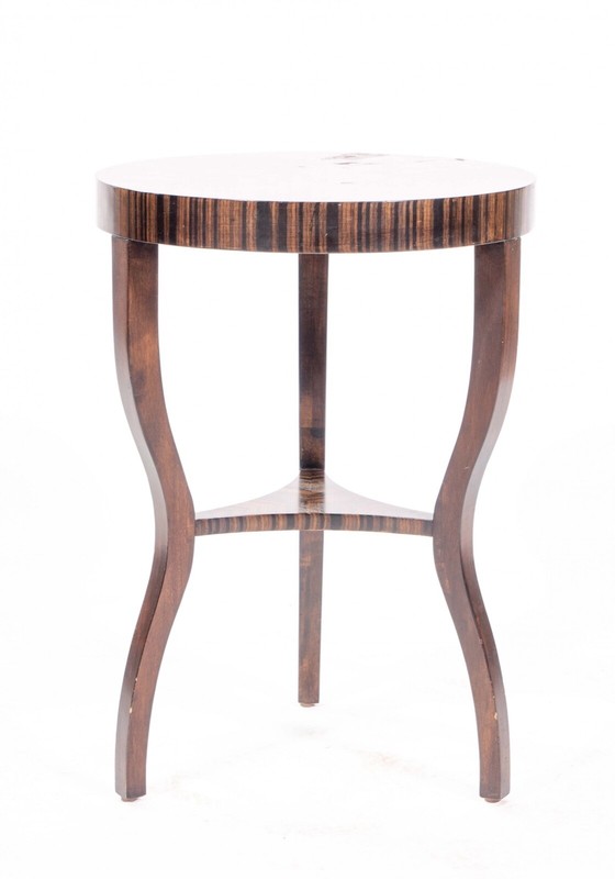 Vintage Round Zebra Wood Side Table