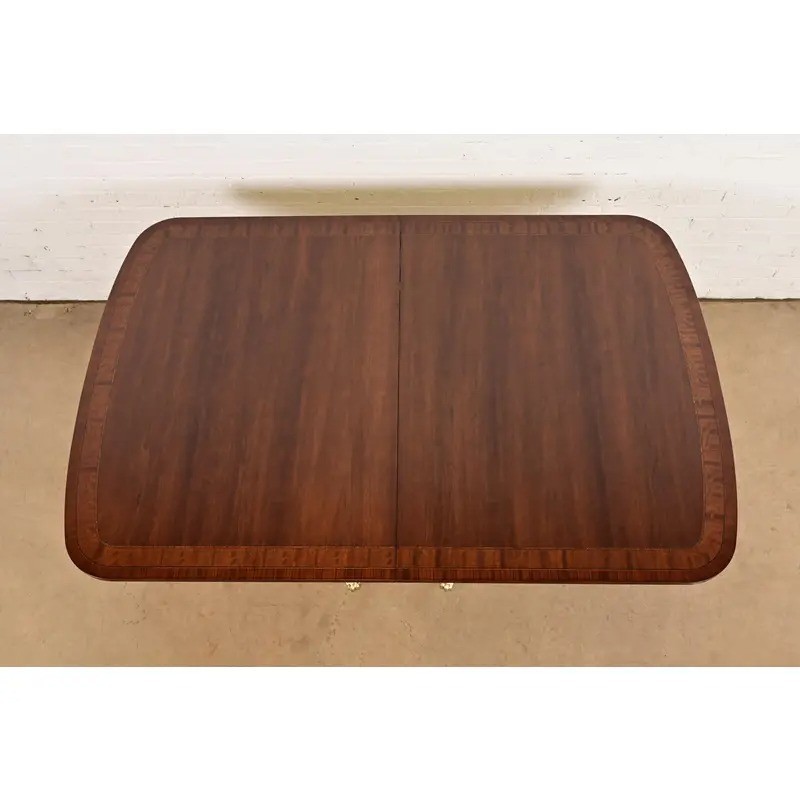 Henredon Georgian Banded Mahogany Pedestal Extension Dining Table, Refinished gallery