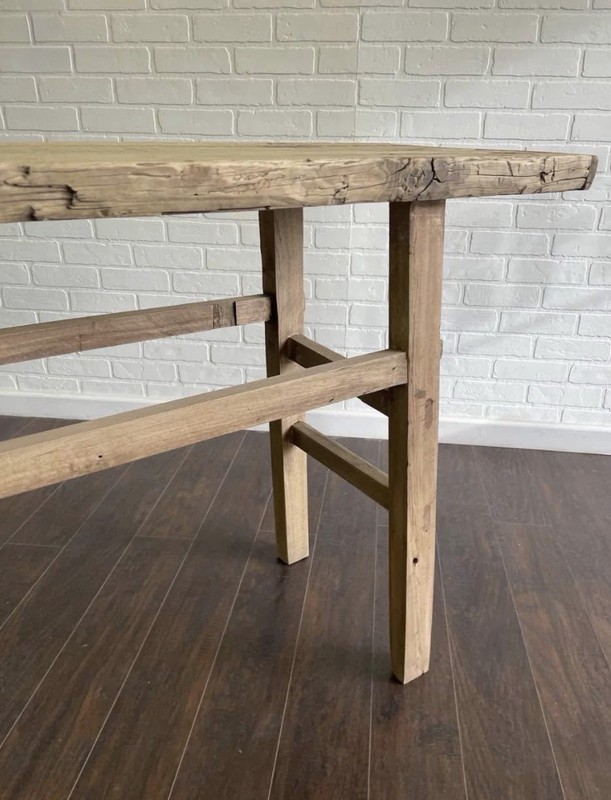 Vintage Elm Wood Console with amazing antique patina. 62.5” L x 16.75”W x31.75”H gallery