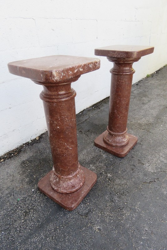 Marble Flower Plant Statue Stands Tables a Pair 5659 gallery