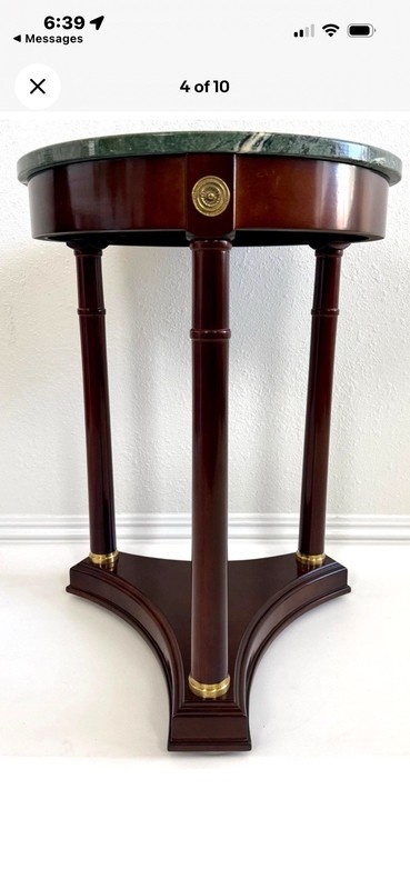 Bombay Co French Empire Neoclassical Style Mahogany Marble Side Table gallery