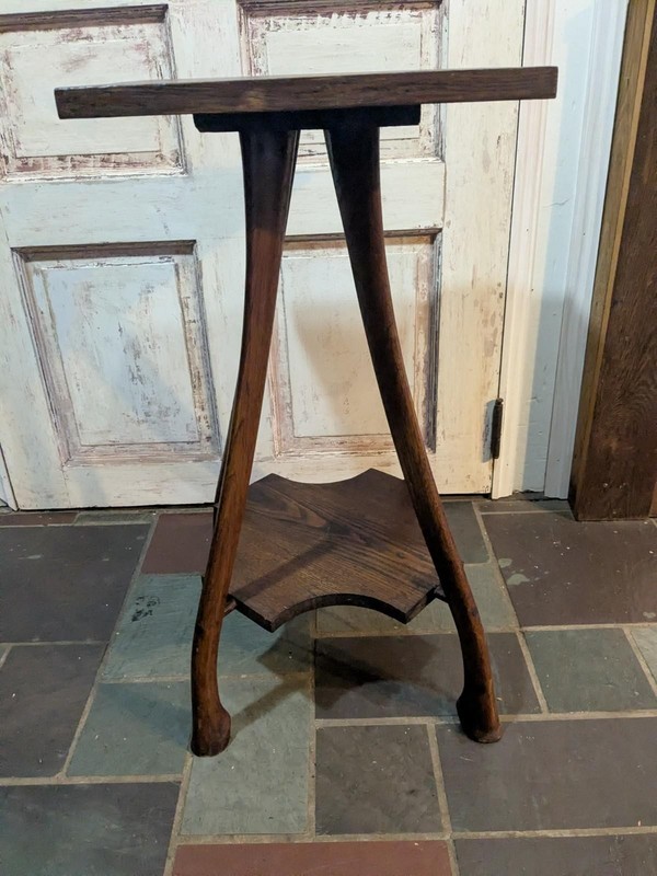 Antique Primitive Axe Handle Accent Lamp Table Nightstand End Rare Old Unsigned gallery