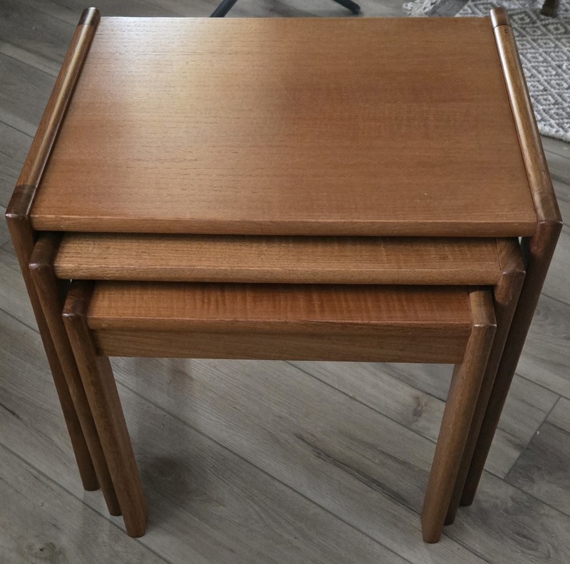 Vtg Mid Century MCM Set 3 Teak Danish Modern Nesting End Side Tables FREEUSHIP