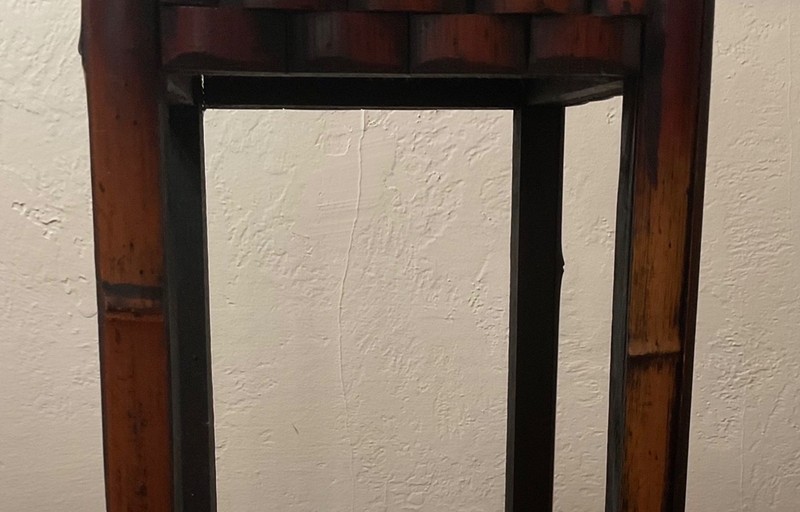Vintage Bamboo Plant Stand Woven Top Boho Accent Table 27.75” h x 5.4 lb gallery