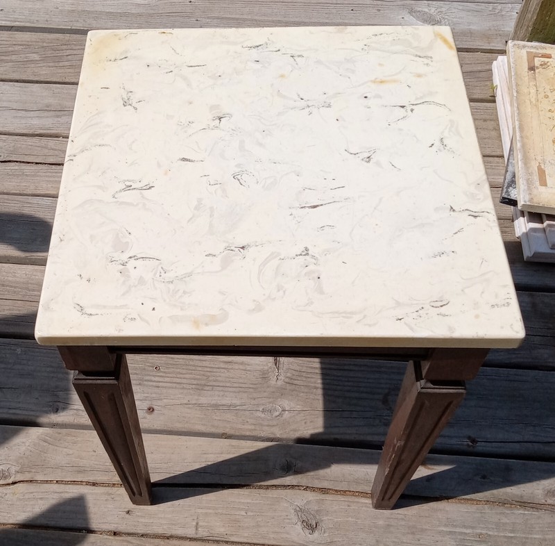 Oak Marble Top Side Table / End Table (ET308) gallery