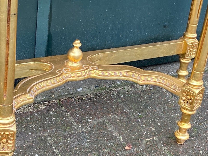 Console with Mirror Louis XVI Gold Beech Pink Marble Vintage Set gallery