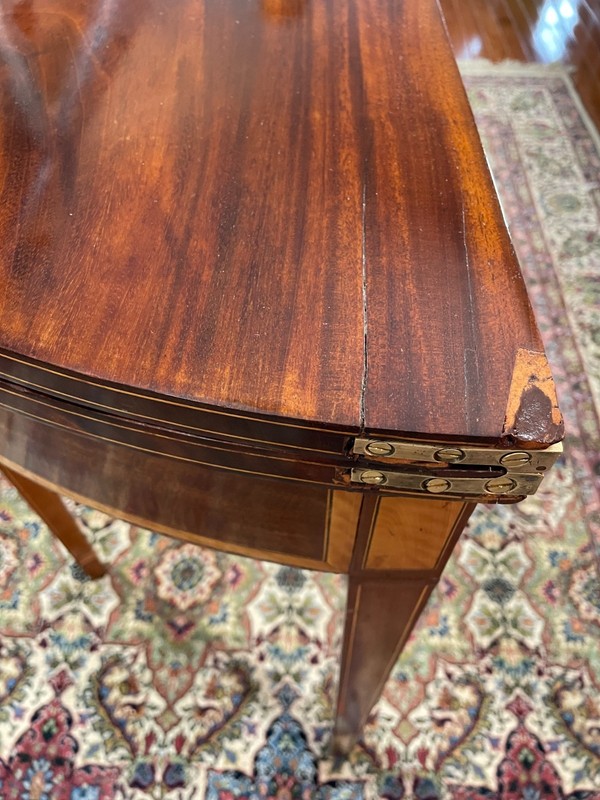 George III Demilune Table in Mahogany & Satinwood gallery