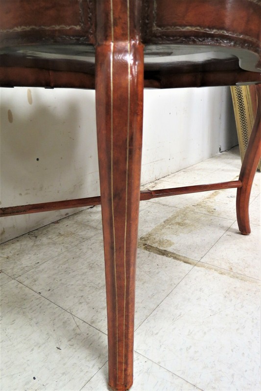 Antique English Butlers Tray Coffee Table Leather Wrapped Regency Style gallery