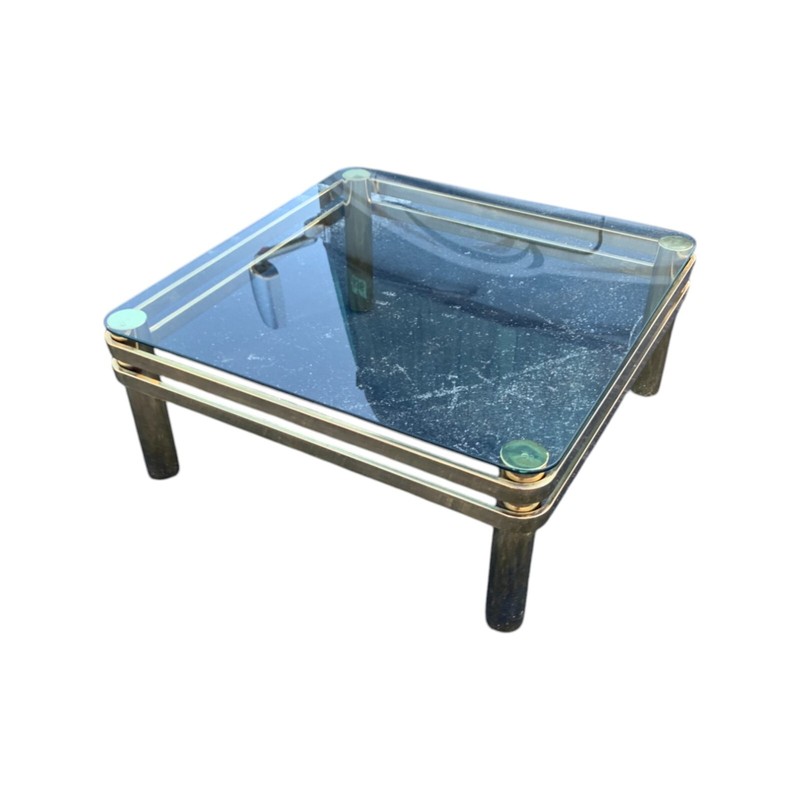 Hollywood Regency Brass and Glass Table, Manner of Milo Baughman