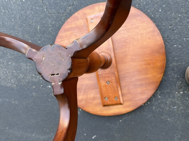 Fine bench made Queen Anne style snake foot candle stand. Early to mid 20th cent gallery