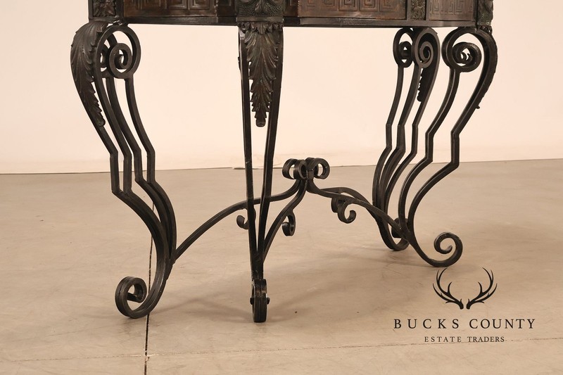 Maitland Smith Greek Key Console Table With Tessellated Marble Top gallery