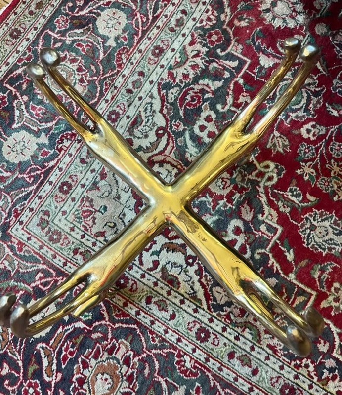 VERY RARE EXQUISITE BRASS PATINA DEER FORM TABLE IN ARMAND-ALBERT RATEAU STYLE gallery