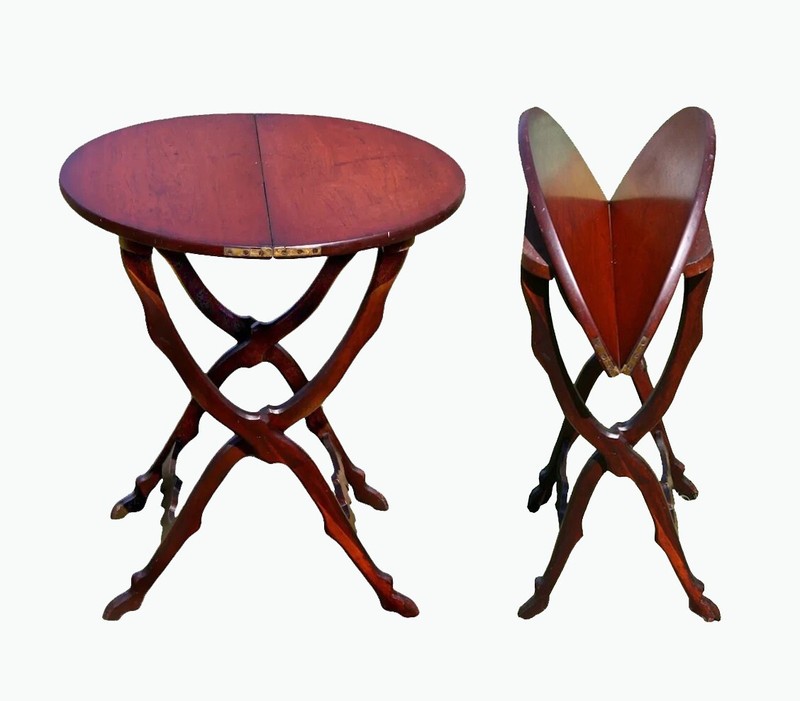 American Victorian Folding Table, Rare Form, Circa 1875