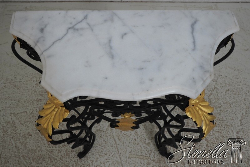 67540: Wrought Iron Marble Top Console Foyer Table gallery
