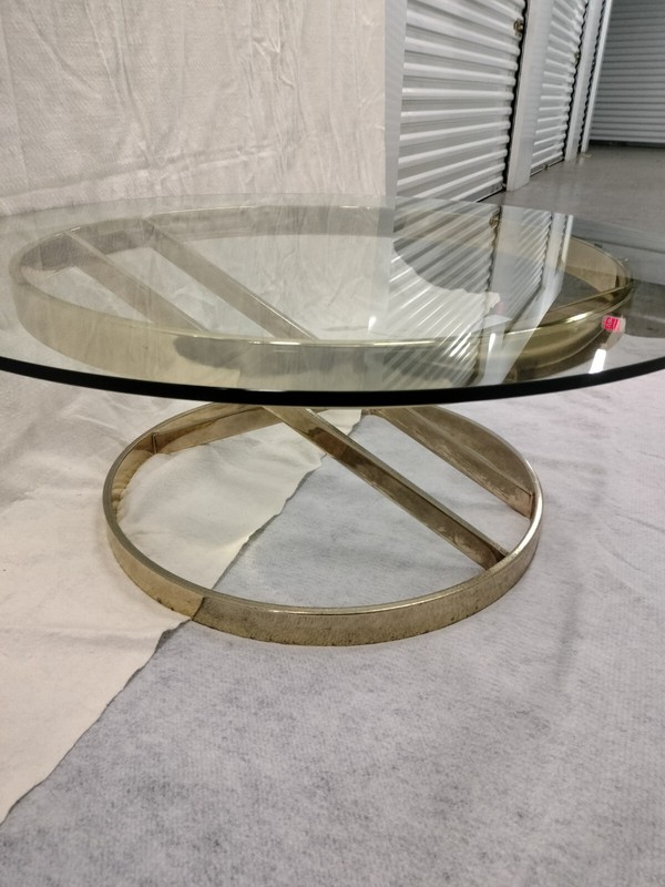 Sculpture Brass Cocktail Coffee Table In The Style Of Milo Baughman With Angular gallery