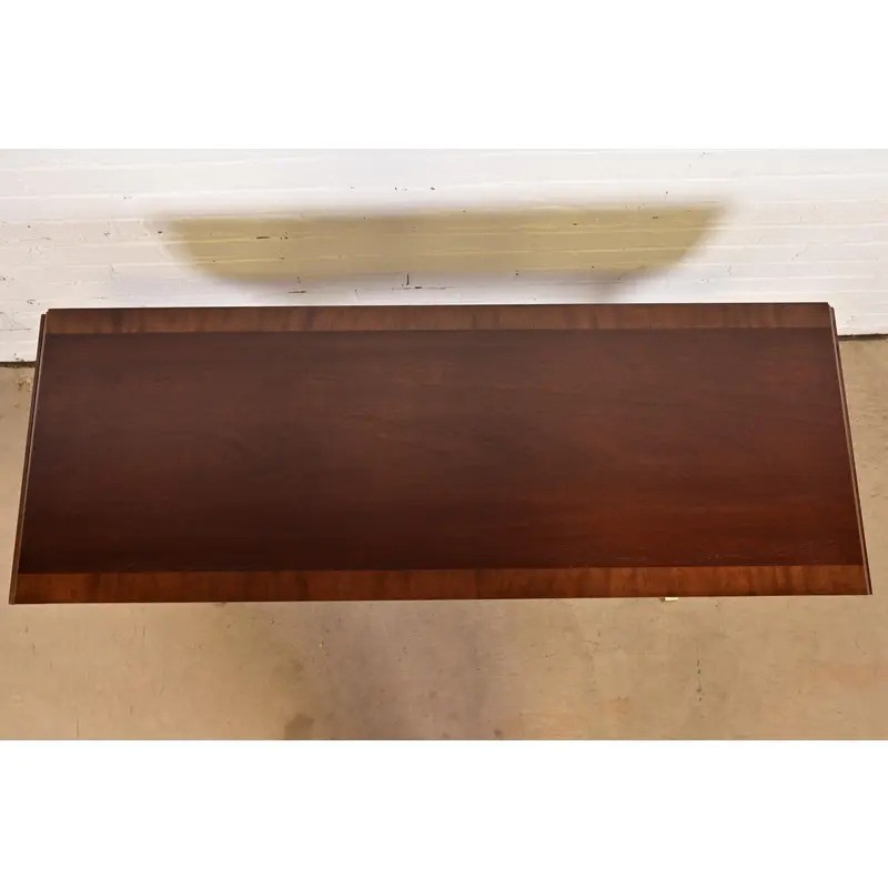 Baker Furniture English Regency Lyre Base Console Table, Newly Refinished gallery