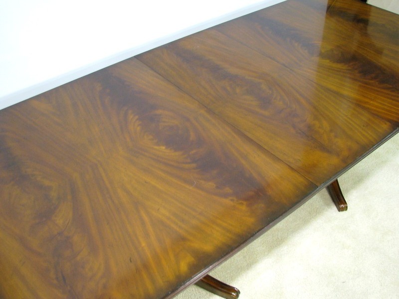 Stunning Maitland-Smith Double Pedestal Flame Mahogany Dining Table 92 1/2" Long gallery