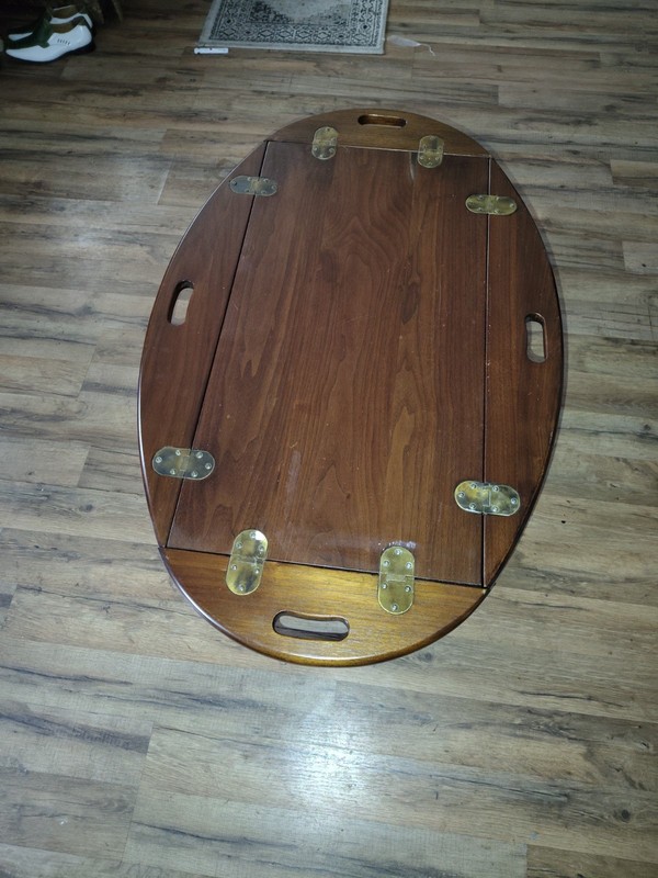 Vintage Butler’s Tray-Top folding w brass hinges Coffee Table gallery