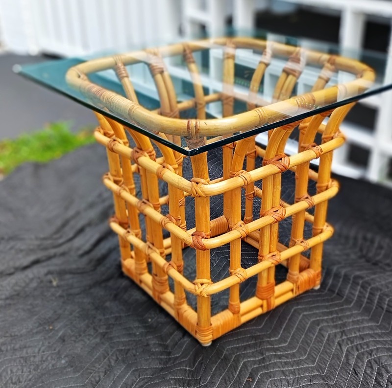 Vintage Brown Jordan Bamboo Side Table