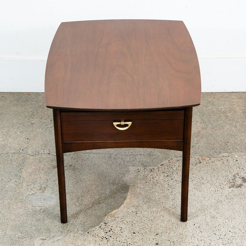 Mid Century Modern Nightstand End Side Table Kroehler Walnut Drawer Brass Single gallery