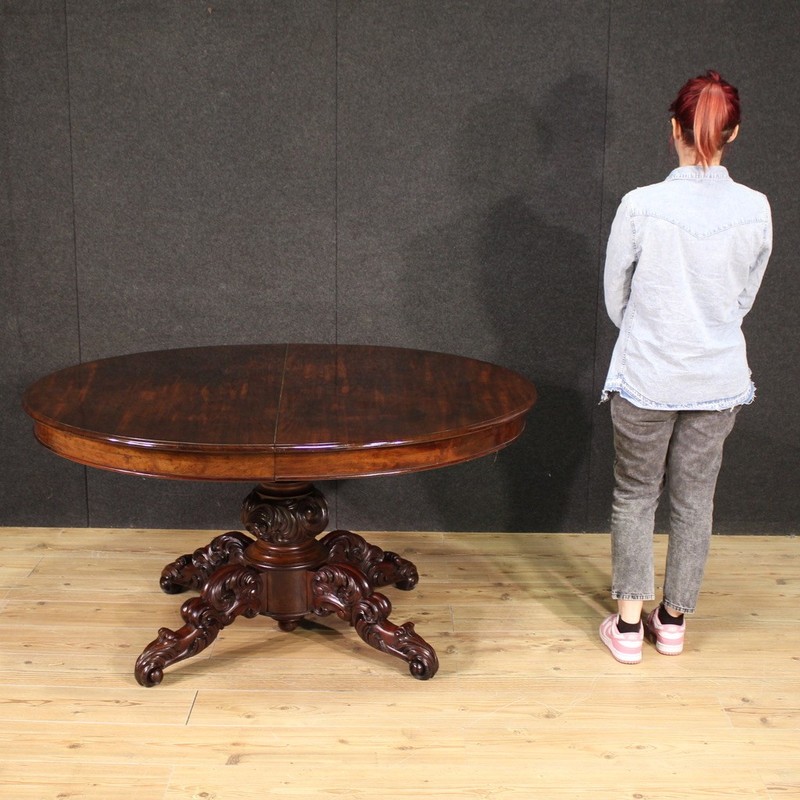 Extendable dining table great Dutch furniture in mahogany wood 19th century gallery