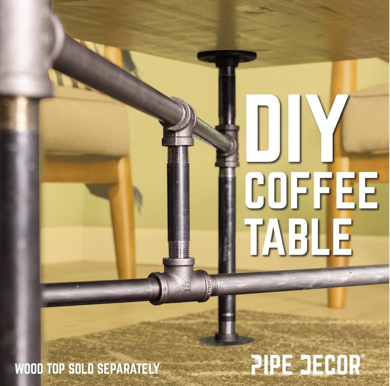 Industrial Pipe Decor Coffee Table Leg Set, Rustic Living Room Office Table Base gallery