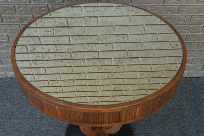 Art Deco Specimen Woods Round Occasional Pedestal Table Steamer Table - 30” gallery