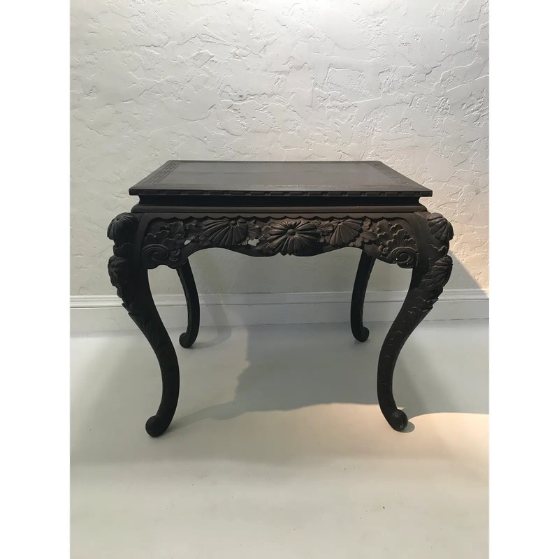 Neoclassical Intricate Hand-Carved Wood Console Table gallery
