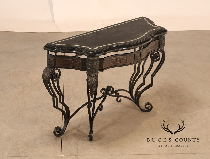Maitland Smith Greek Key Console Table With Tessellated Marble Top gallery