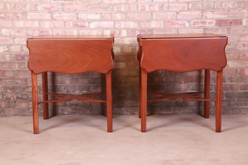Baker Furniture Historic Charleston Chippendale Carved Mahogany Pembroke Tables gallery
