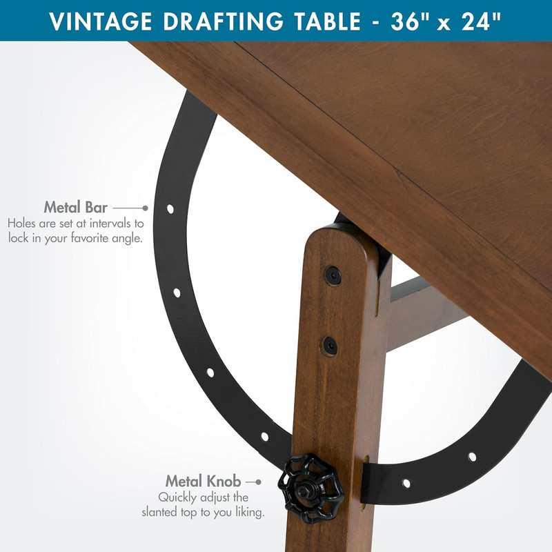 Studio Designs Vintage Rustic Oak Drafting Table, Top Adjustable Drafting Table gallery