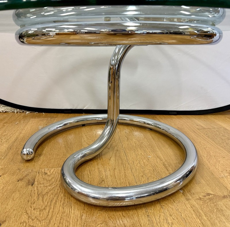 Rare Mid Century Iconic Giotto Stoppino Cobra Chrome & Glass Table M/I Italy gallery