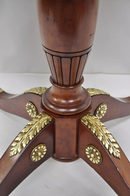 19th C. French Empire Style Round Mahogany Bronze Mount Tilt Top Center Table gallery