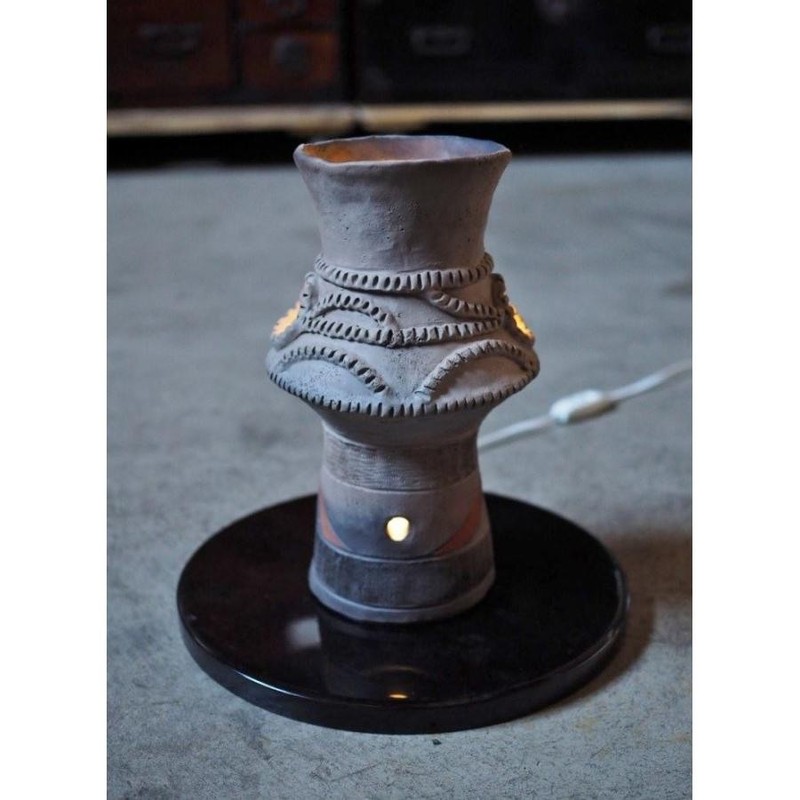 Jomon Pottery Table Lamp Koro-ten Size D Used Japan 15cm (5.9in)