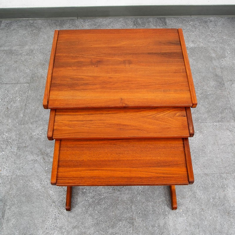 Mid Century Danish Modern Nesting Tables Solid Teak Set 3 Denmark Sled Mcm Wood gallery
