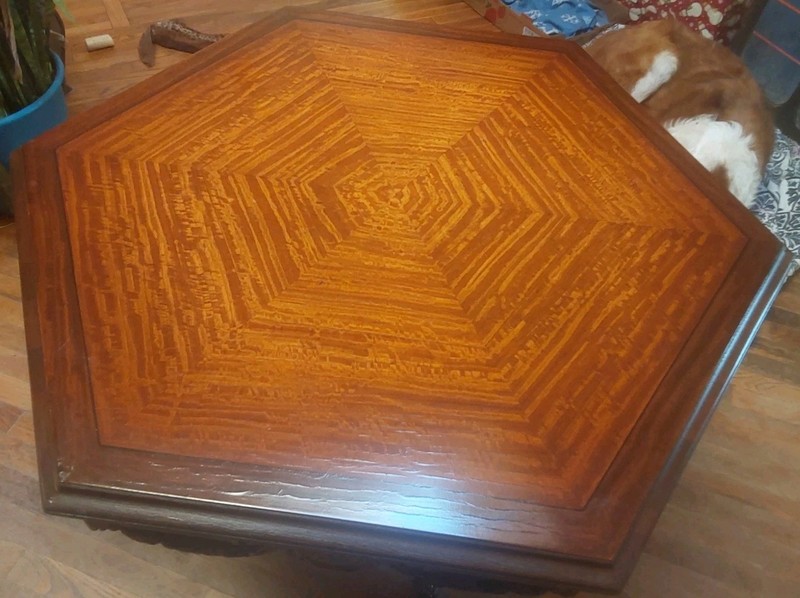 Antique Victorian Carved Octagon Parlor/Library Table With Made To Fit Glass Top gallery