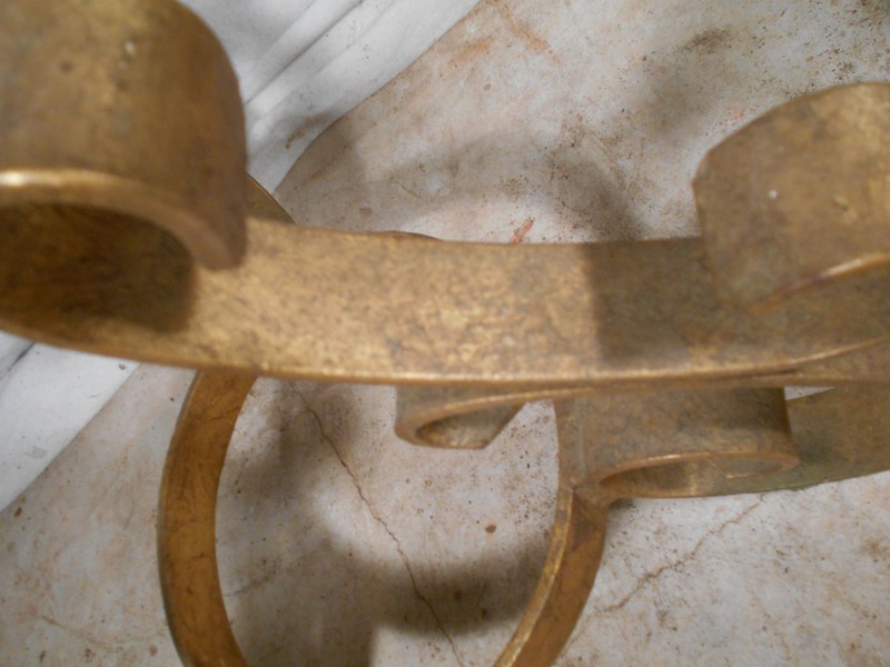 VINTAGE PAIR OF MID CENTURY GILT WROUGHT IRON END TABLES gallery