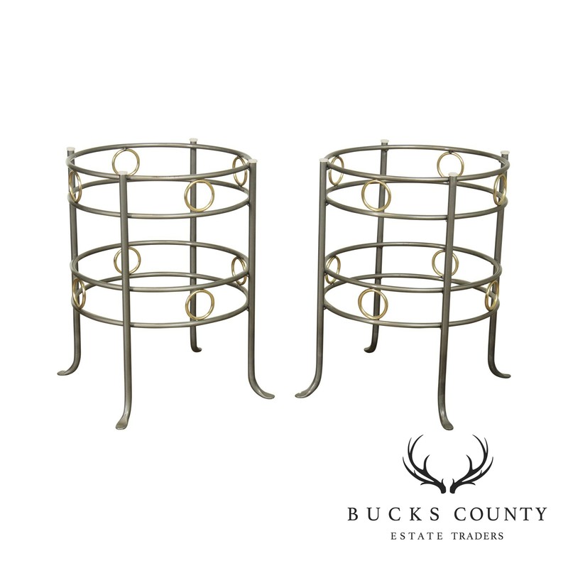 Charleston Forge Pair Circular Iron & Brass Table Bases