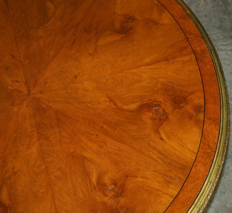 IMPORTANT CONTINENTAL WALNUT AMBOYNA GILTWOOD DINING OR EXTRA LARGE CENTRE TABLE gallery
