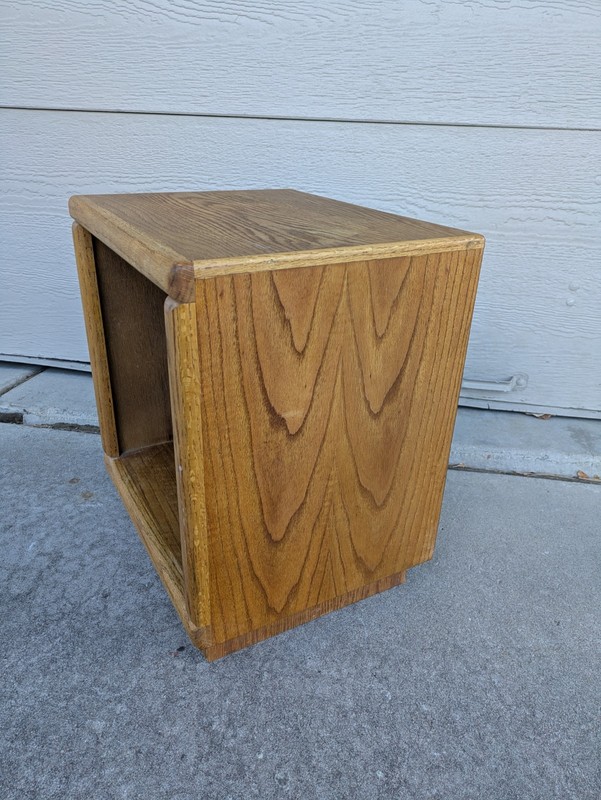 Vintage Rustic Country Oak Wood Table w Cubby/Curio Open Cube Box Shelf K53 gallery