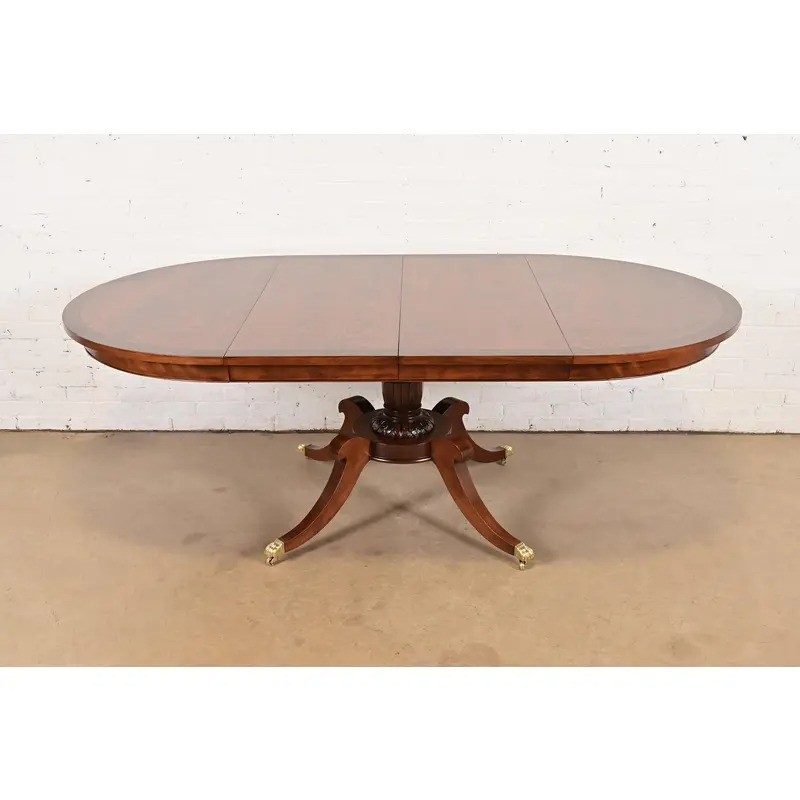 Baker Furniture Style Georgian Mahogany Extension Dining Table, Newly Refinished