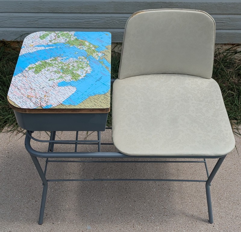Vintage 1950s Mid-Century Modern Gossip Phone Table Lu Van Inc. Retro Furniture