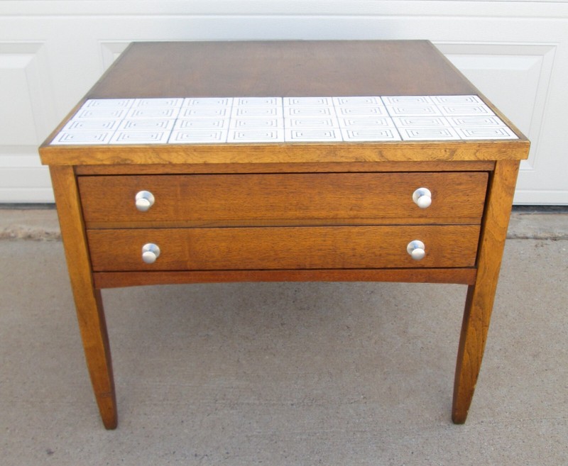 Lane Virginia Maid Nightstand End Table Side Table Tile Top Walnut Monte Carlo gallery
