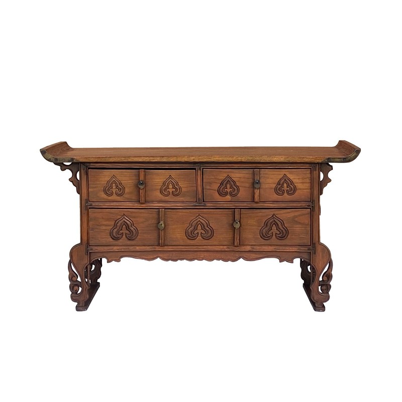 Oriental Asian Point Edge Chest of 3 Drawers Low Table Cabinet cs7294