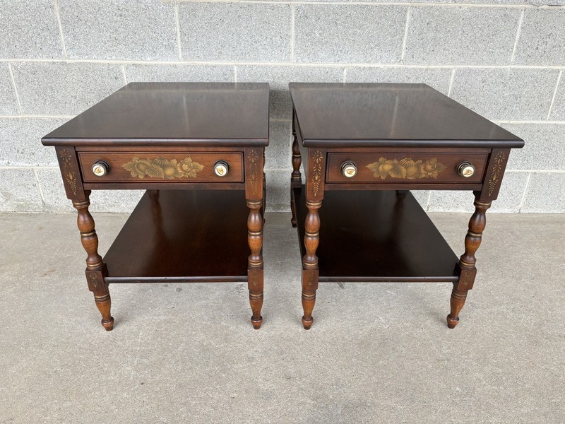 HITCHCOCK HARVEST MAPLE SINGLE DRAWER SIDE/END TABLES – A PAIR