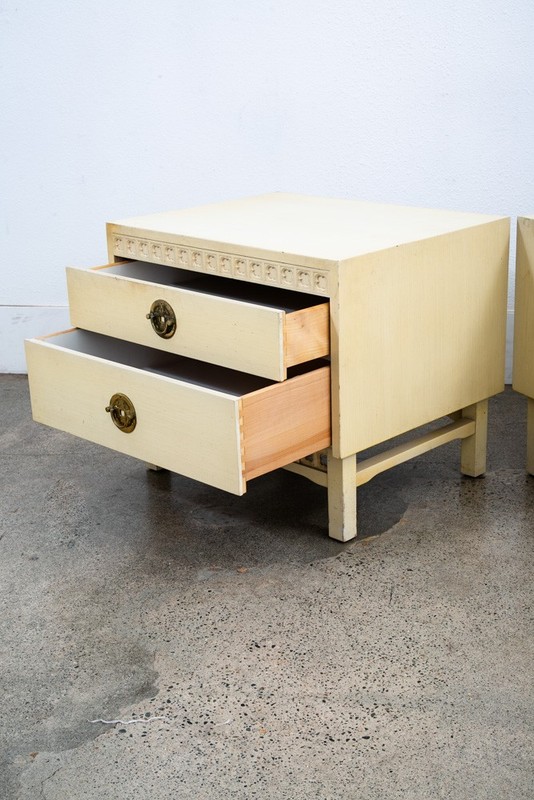 Mid Century Modern Nightstands Side Tables End White 2 Drawers Brass Clover Mcm gallery