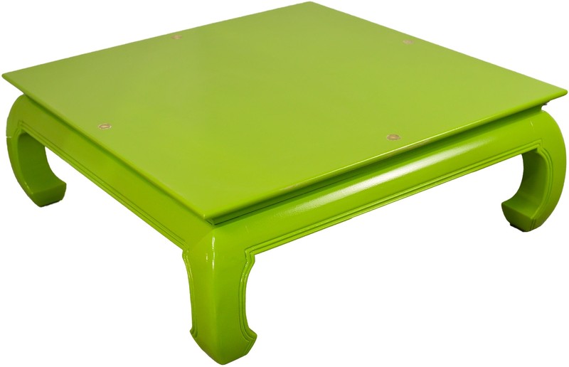 Mid Century Chinoiserie Coffee Table in Green Gold Medallions – Newly Painted