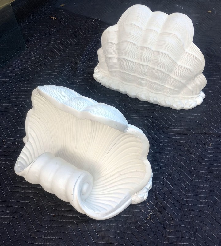 Vintage Mid Century Sea Shell Coffee Table Glass Top gallery